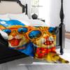 1pc Whimsical Cat with Fashion Glasses & Ice Cream Print Flannel Blanket - Soft, Warm, Machine Washable, All-Season Cozy Throw