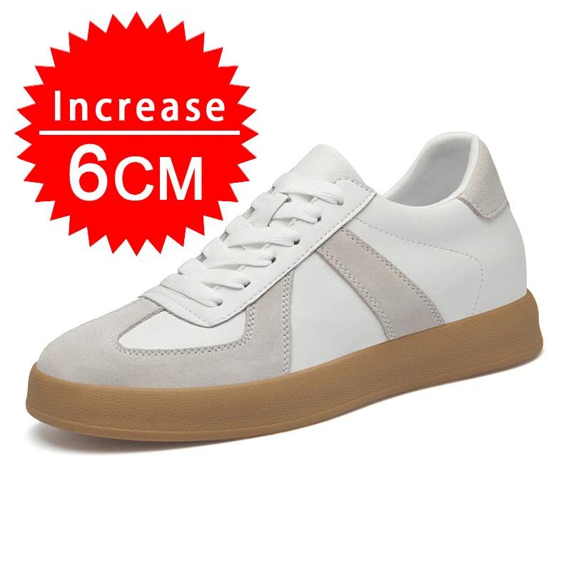 Men Women Genuine Leather Casual Elevator Shoes Leisure Sneakers Sports Zapatos Mujer Men's Height Increasing Shoes Tennis Shoes