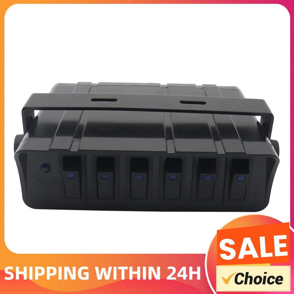 Switch Box Rocker with LED Light Indicator 40A 12V Car Switch Panel ON OFF 6 Gang Buttons for Boat Truck Trailer Caravan Marine