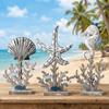 Vintage Wooden Ocean Animal Statue Handmade Coral Ornaments Unique Seahorse Figurine  Living Room