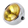 Retro Yellow Lens Motorcycle Round Modified Front Headlight Fits for CG125 GN125 (Electroplate)