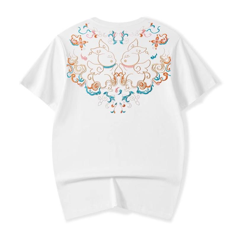 Plus-size Couple Embroidery T-shirts