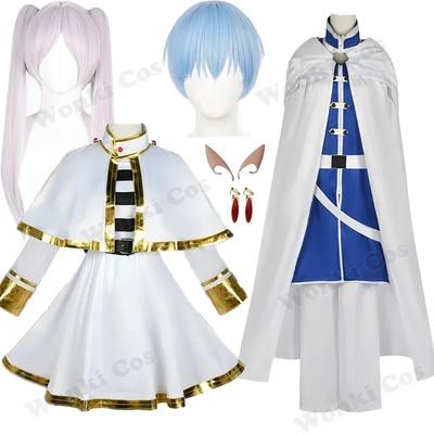 Anime Frieren Cosplay Kostüm Himmel Heiter Cosplay Frieren Perücke Kurzes Haar Für Männer Frauen Party Outfits Mit Umhang
