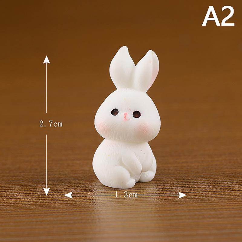 Figurine Miniature Cute Rabbit Micro Landscape Resin Ornaments For Home Decoration Kawaii Animal Bunny Room Desk Decor Gift