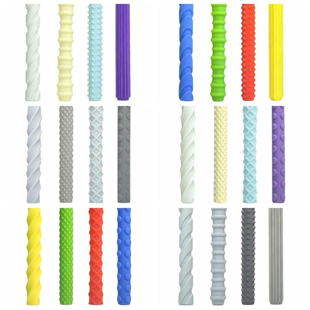 4 pcs Textured Handwriting Pen Cover Silicone Pencil Sleeves Relax Pencil Grips Handwriting
