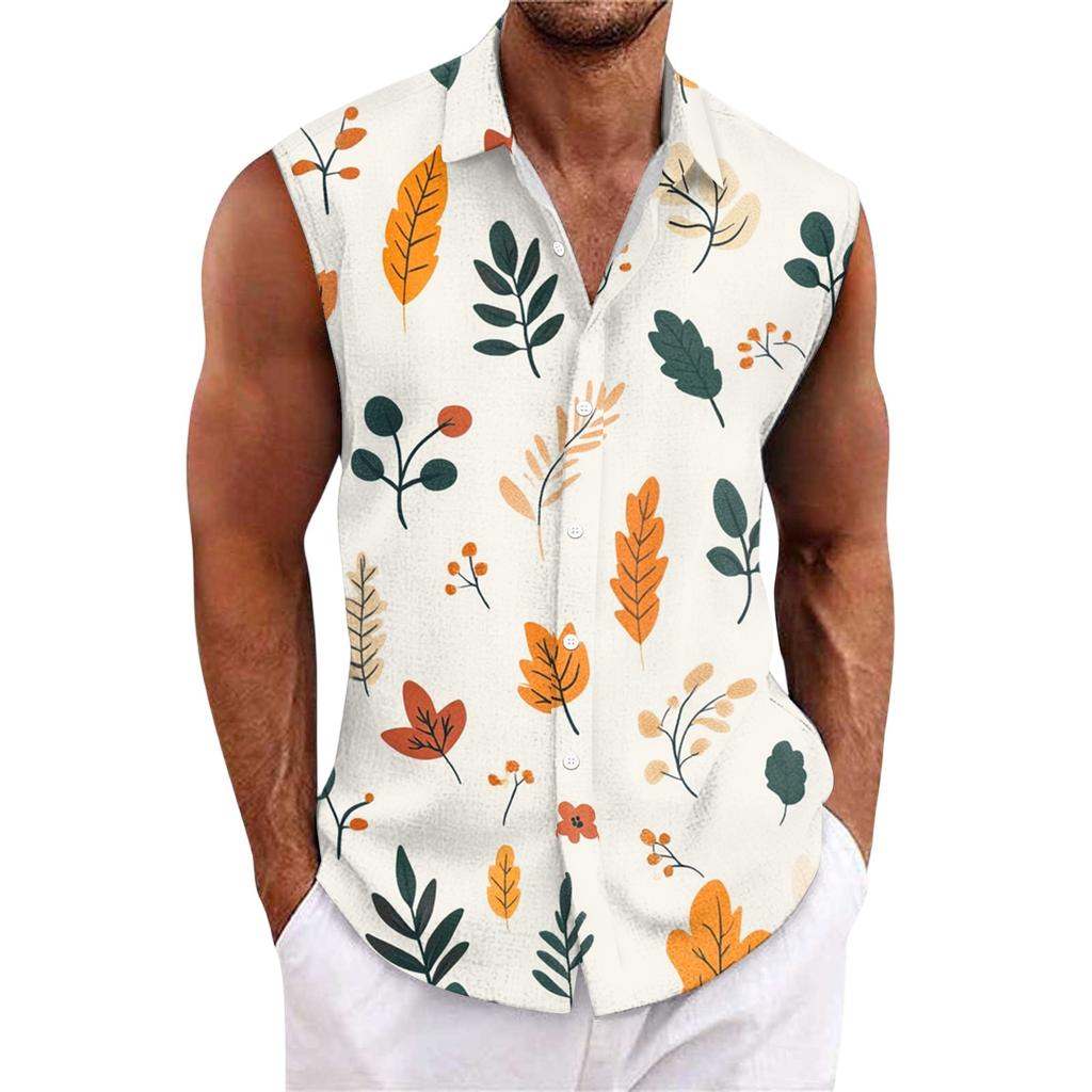 Pánská havajská košile s klopou na knoflíky, tričko, top