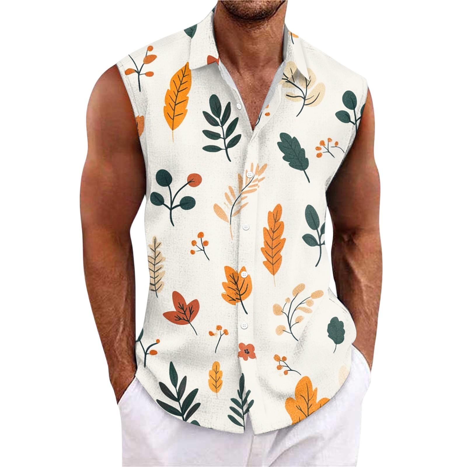 

Мужская гавайская рубашка с лацканами на пуговицах, футболка-топ XL шафрановый