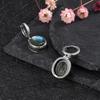 Vintage 925 Silver Natural Labradorite Earrings with Blue Light 10*12mm Big Stone Hoop Earrings Fine Jewelry for Women