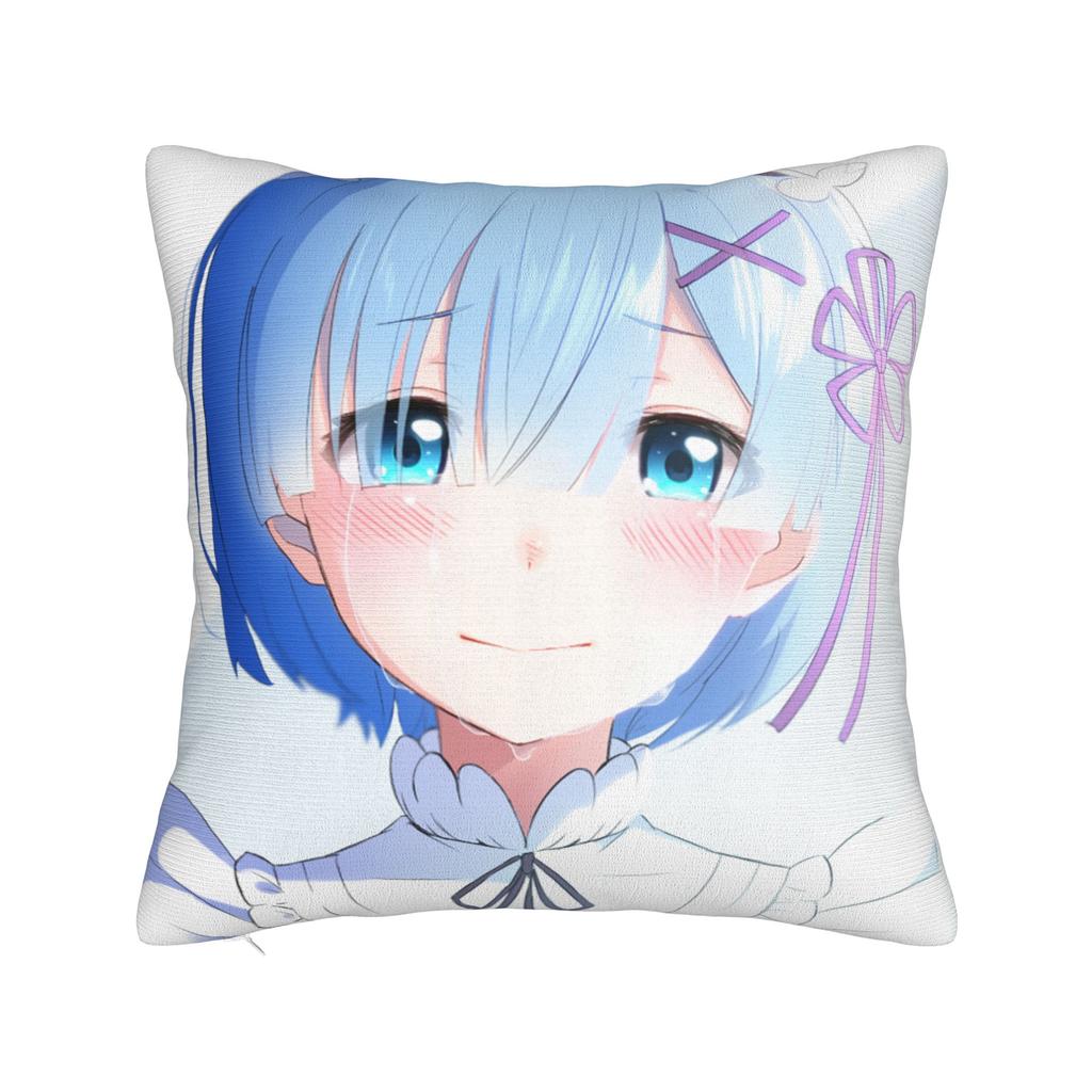 Re Zero Rezero Rem Pillowcase Soft Polyester Cushion Cover Decor Anime Manga Throw Pillow Case Cover Home Square 40*40cm