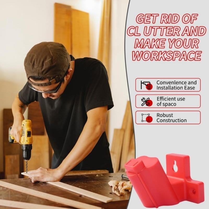 Durability Tool and Battery Holder Wall Mount Organizers with Screws for 12V Tool Batteries Easy Workshop Installation