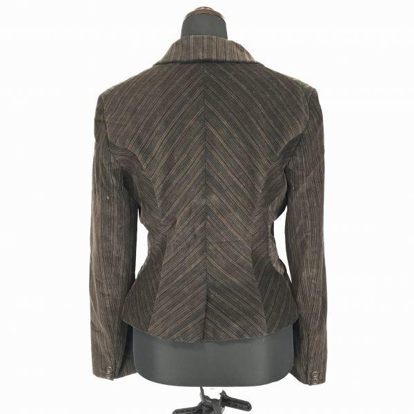 Made in Italy SPORTMAX Jacket Blazer 40 Women L Dark Brown Stripe Three Button(USED)