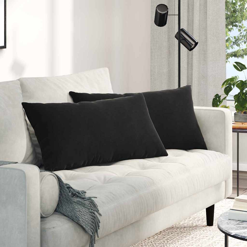 Sofa Cushions 2 Pieces Black 80 X 40 Cm Cord Fabric