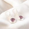 Natural Purple Rhodolite 925 Sterling Silver Dangle Earrings, Anniversary Gift CE-14-13