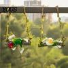 Lifelike Resin Frog Statues 2Pcs Swing Garden Statue with Hemp Rope, Hanging Ornament Beer/Wine Cute Animal Ornaments for Outdoor Tree Decor, Weather