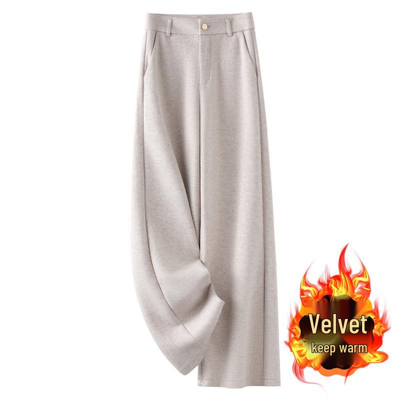 Ankola Women's Red Tweed Wide-Leg Slimming Pants - New Autumn/Winter 2024