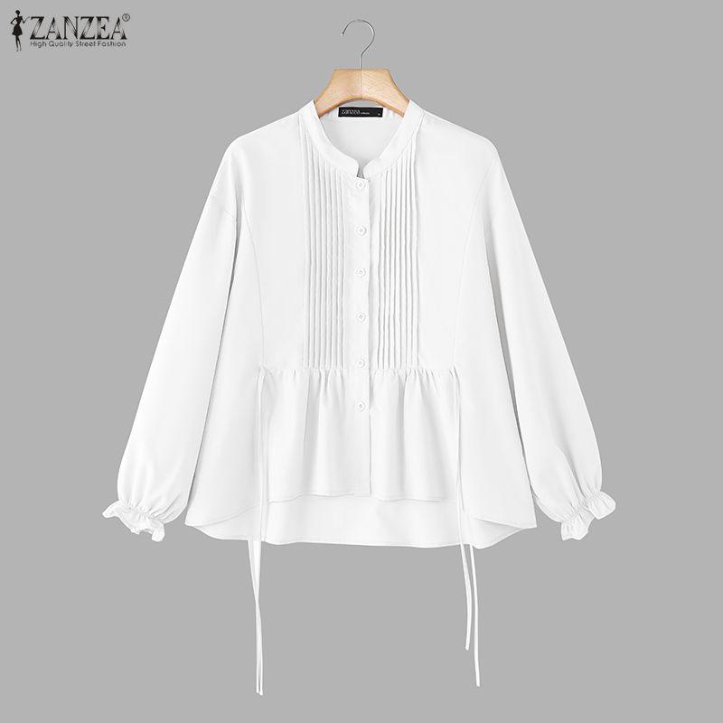 ZANZEA Dámská ležérní halenka s límečkem a dlouhým rukávem