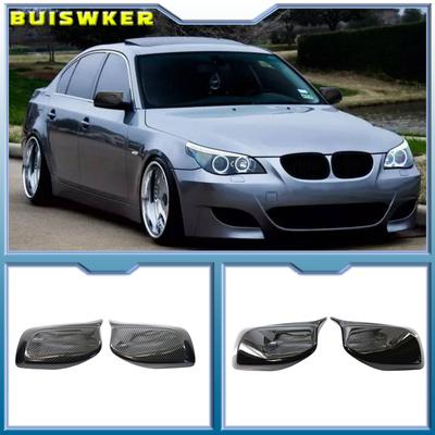 Carbon Fiber Look Black Rearview Side Mirror Cover Caps for BMW 5 Series E60 E61 E63 E64 2004-2008 520i 525i 528i 528xi 530i