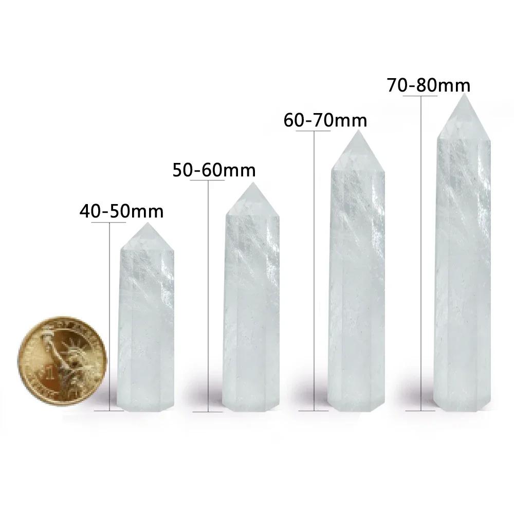 1Pc Natural Clear Quartz Column Transparency White Crystal Point Healing Stone Hexagonal Obelisk 50-80Mm Wand Stone Room Decor