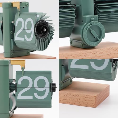 Flip Clock, Wooden Table Clock, Retro Wooden Clock, Stylish Gift, Interior Decor, Flip Clock, Desk Clock, Gift for Boyfriend or Friend (All Black, 24-