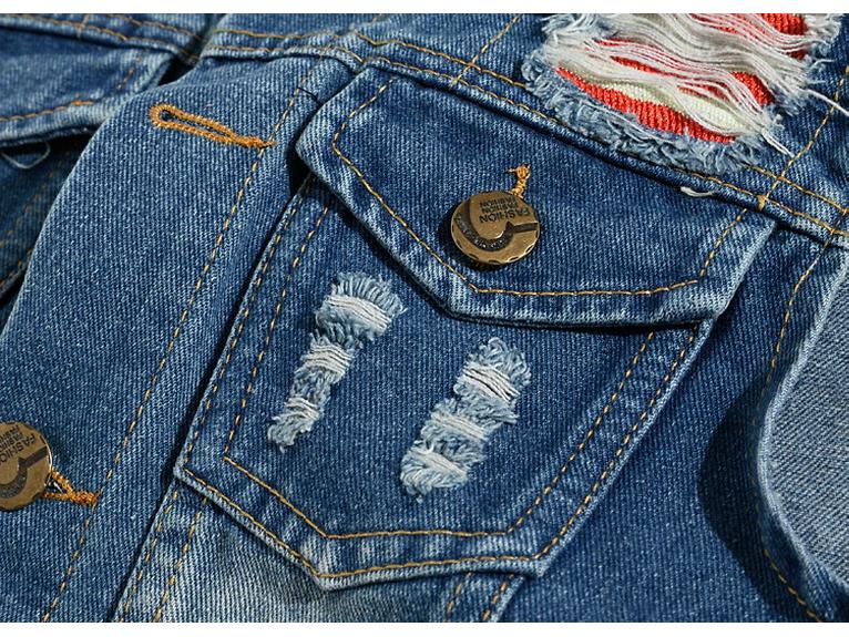 Plus Size Men's Korean Style Embroidered Denim Vest - Trendy Slim Fit Casual Shoulder Cape.