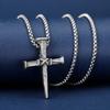 Personality Trend European and American Hip Hop Punk Style Nail Cross Pendant Street Classic Trendy Man Titanium Steel Necklace