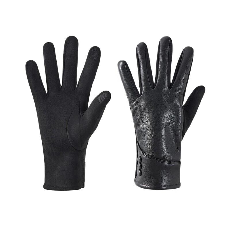 Hengyuanxiang Women s Leather Fleece Thermal Gloves
