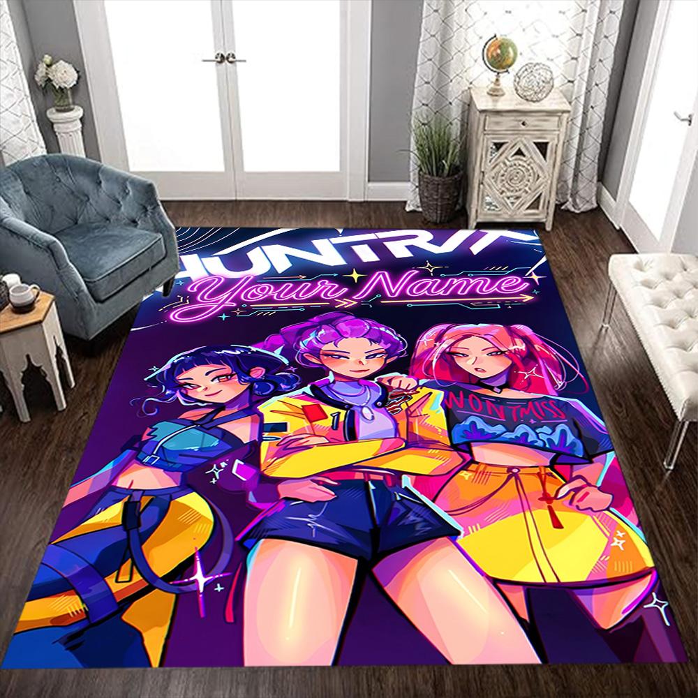 Purple Magic Demon girls group Customized Name Floor Mat Suitable for Kitchen Dining Room Playrooms Balcony Antislip Carpet Office home decor Best for