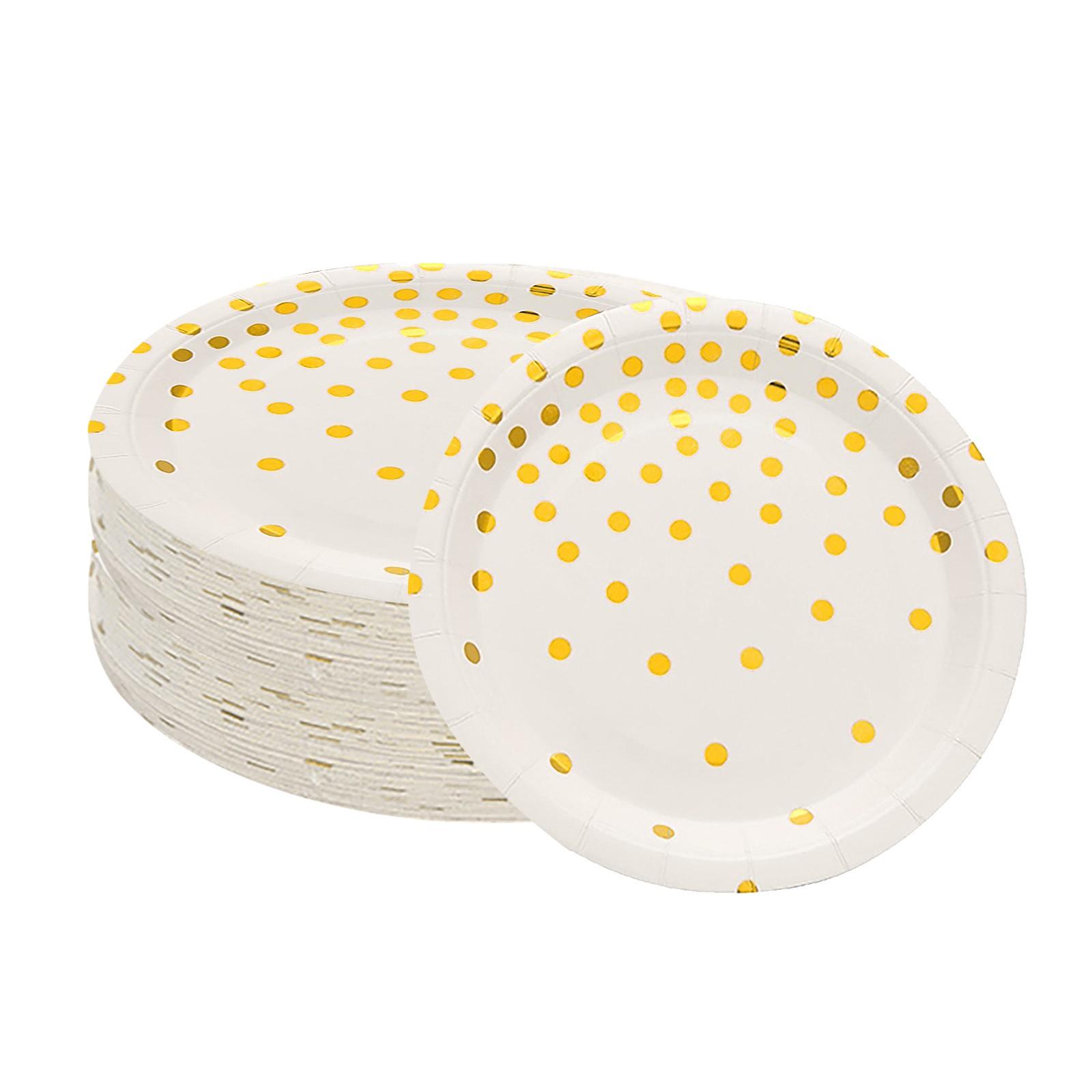 

Набор принадлежностей для вечеринок, одноразовая бумажная посуда с золотой точкой, салфетка для еды, бумажный стаканчик для вечеринки