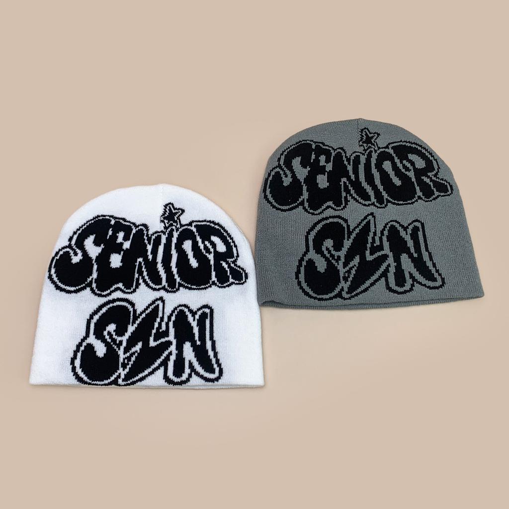 Popular Letter Jacquard Knitted Hat For Men And Women, Warm Personality Contrasting Colors, Hip-Hop Cold Hat, Pullover Hat