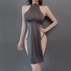 Sexy Women Lingerie Dress High Slit Long Cheongsam Pajamas Backless Role-Playing Uniform Hollow Temptation Porno Clubwear