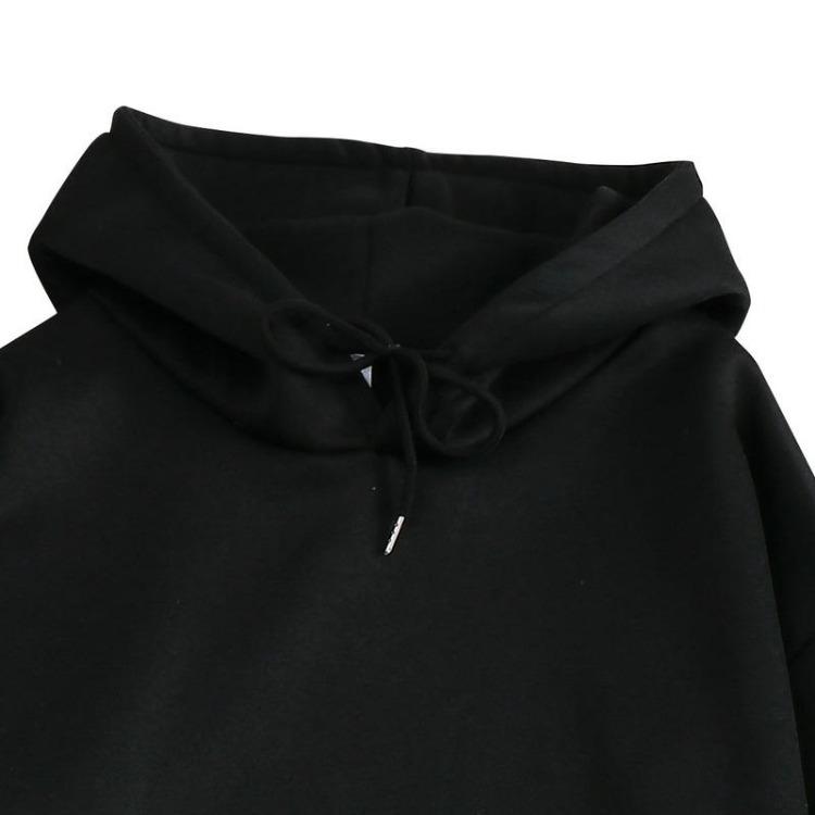 Trendy Gothic Oversized Hoodie for Women Girls Black White Couple Streetwear Sweatshirts Updated Tops