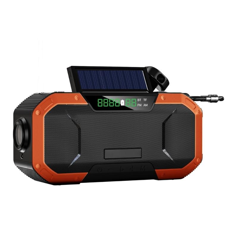 Solar Hand Cranks Radio with FM AM Band Reception Emergency SOS Alarm IPX5 Waterproof for Camping Survival Adventure