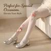 Pearl Decorated Women's Flower Stockings Elegant Style Sheer Pantyhose  Lolita Party