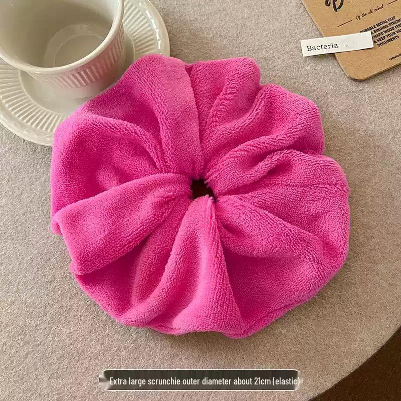 Super Absorbent XL Plush Hair Towel Scrunchie - Gentle, Damage-Free, Dual-Use for Hair & Face Washing