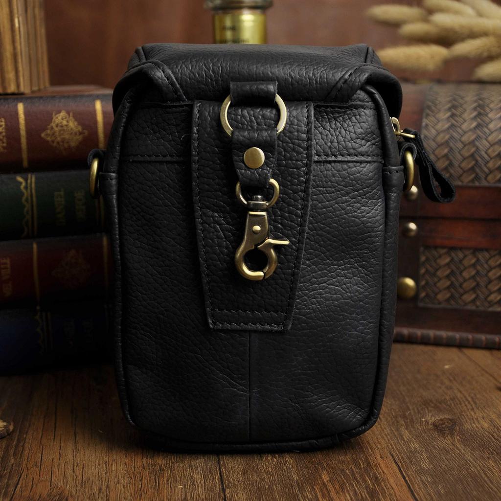 Genuine Leather Small Messenger Shoulder Satchel Waist Multifunctional Bag with Mobile Storage Waist Belt Size 269 Le'aokuu Men's Bag, Bag,