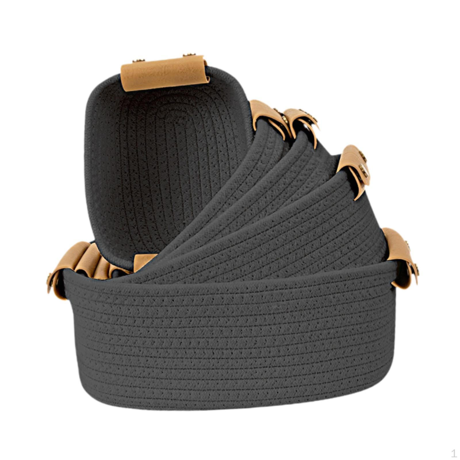 Набор из 5 плетеных корзин, корзина из хлопковой веревки, декоративный органайзер, всякая всячина для организации серый