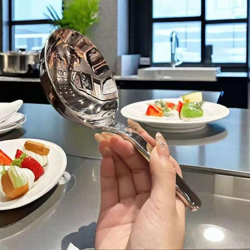 201 Stainless Steel Deepen Tablespoons Soup Ladle Short Handle Large Ramen Bouillon Spoon Kitchen Tableware Cooking Utensils