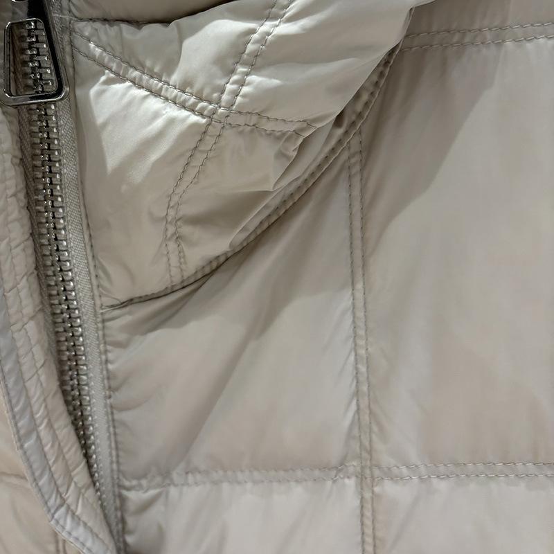 Autumn and Winter New Fashionable Long Style Big Pocket Hooded Light White Duck Down Vest Vest Coat