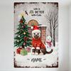 Vintage Christmas Snow Scene Metal Tin Sign with Cat In Santa Hat, Christmas Tree, Snowman - Life Is BETTER with Cats, Personali