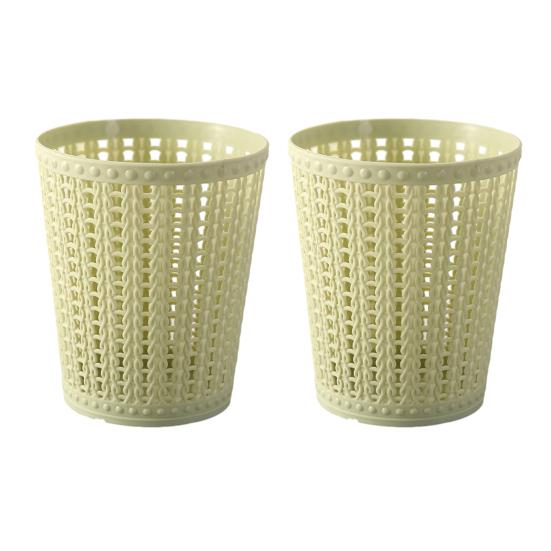 2 Peças Lixeira de Mesa Design Oco Tipo Rattan Anti-Envelhecimento Mini Lixeira de Mesa Tamanho Compacto Lixeira de Mesa