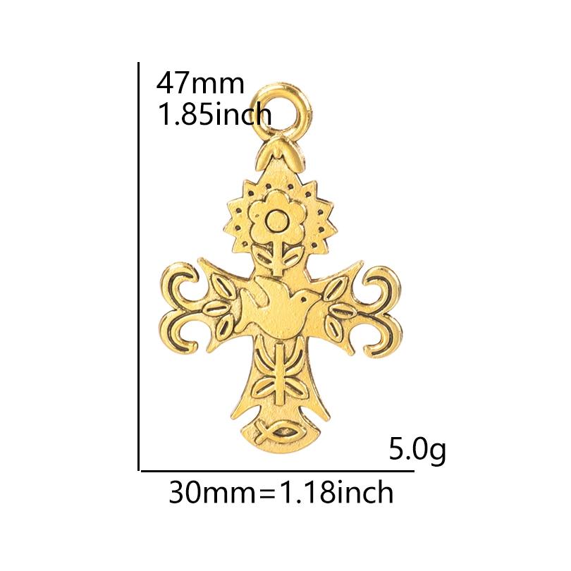 5Pcs Crosses Pendant Charms For Jewelry Making Supplies Christ Handmade Necklace Earrings Charm Gold Color Accessories Wholesale