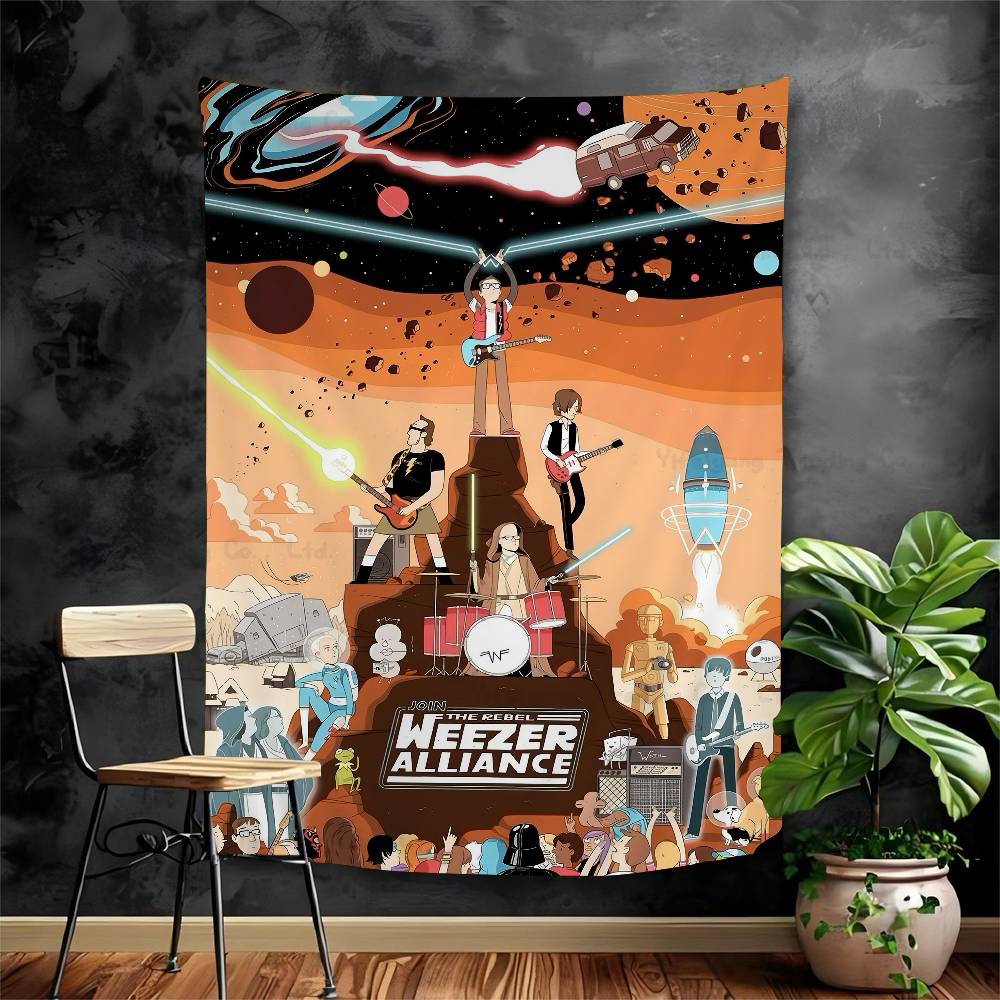 

Weezer Music Band DIY Wall Tapestry Hanging Tarot Hippie Wall Rugs Dorm INS Home Decor 74x94cm(29x37in)