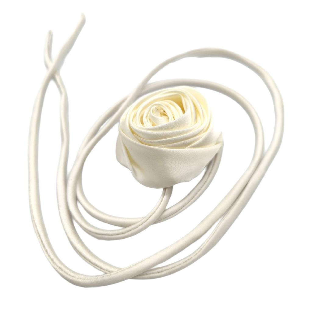 Stylish Rose Neck Collar Necklace Chic Rose Ribbon Necklace Elegant Long Rope Necklace Suitable for Various Occasion