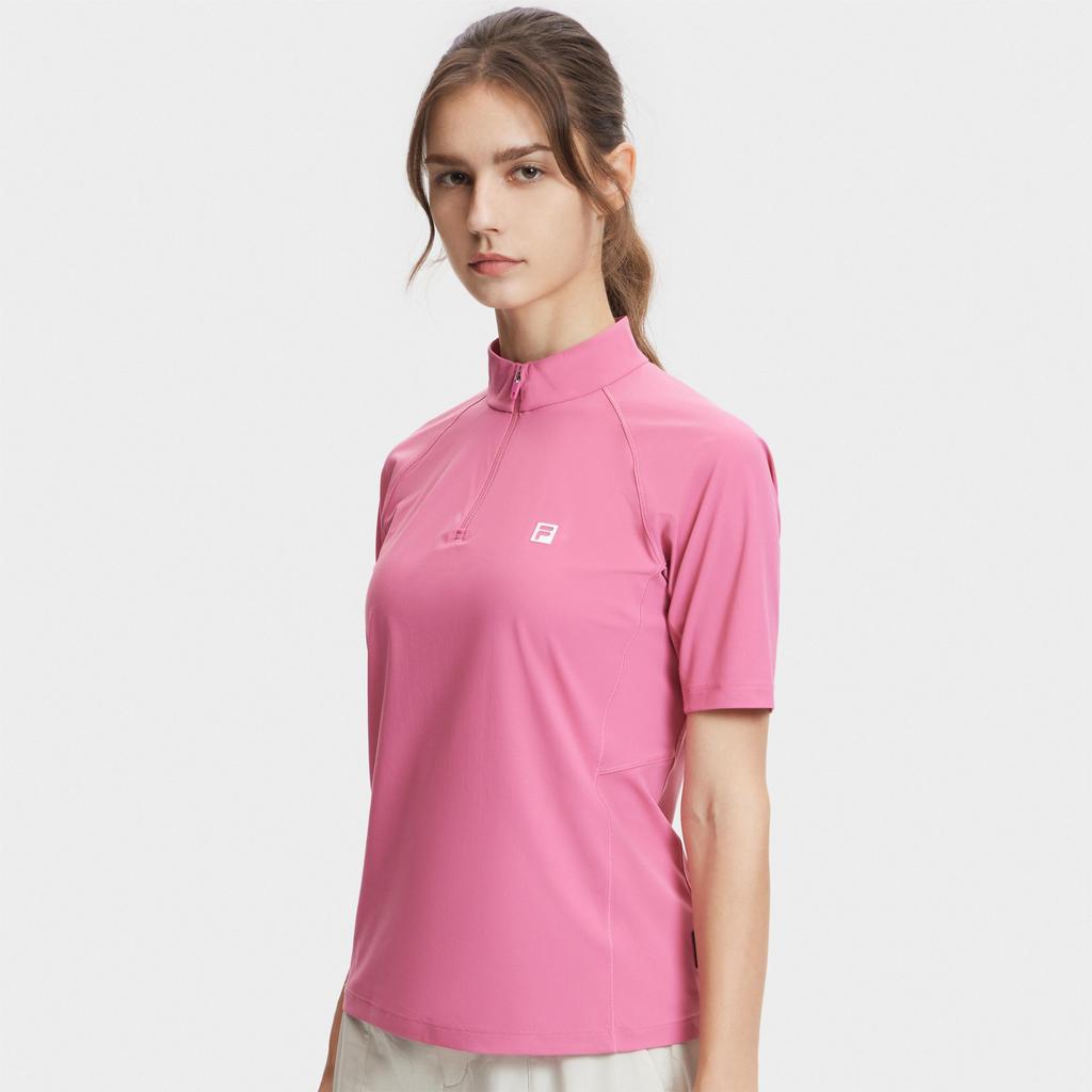 FILA Explore Series Solid Color Pullover Short Sleeve T-Shirt Women Tops Spring-Plum-Red A11W427102FPC