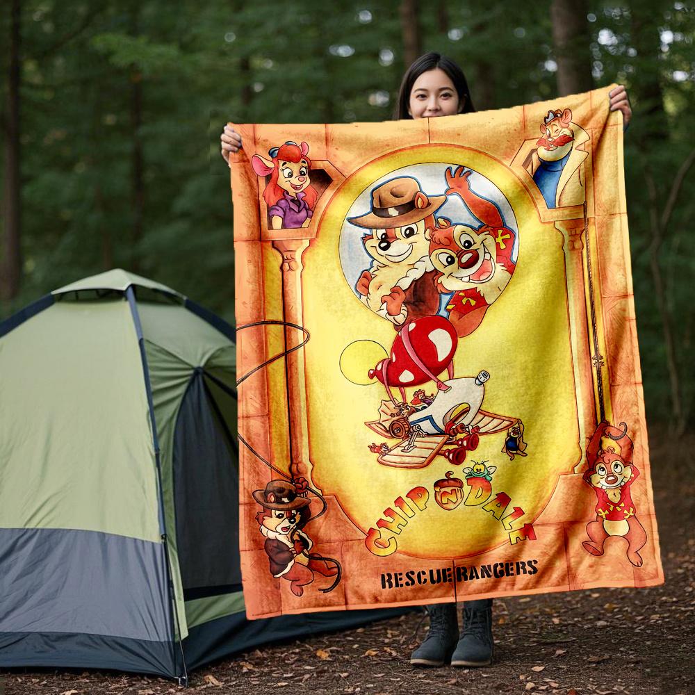 1 шт., Плед  Чип и Дейл и Друзья Команда Спасателей , Сезонный Декоративный Плед для Дома, Дивана или Автомобильного Сиденья, Гостиной, Путешествий, Кемпинга 80x120cm