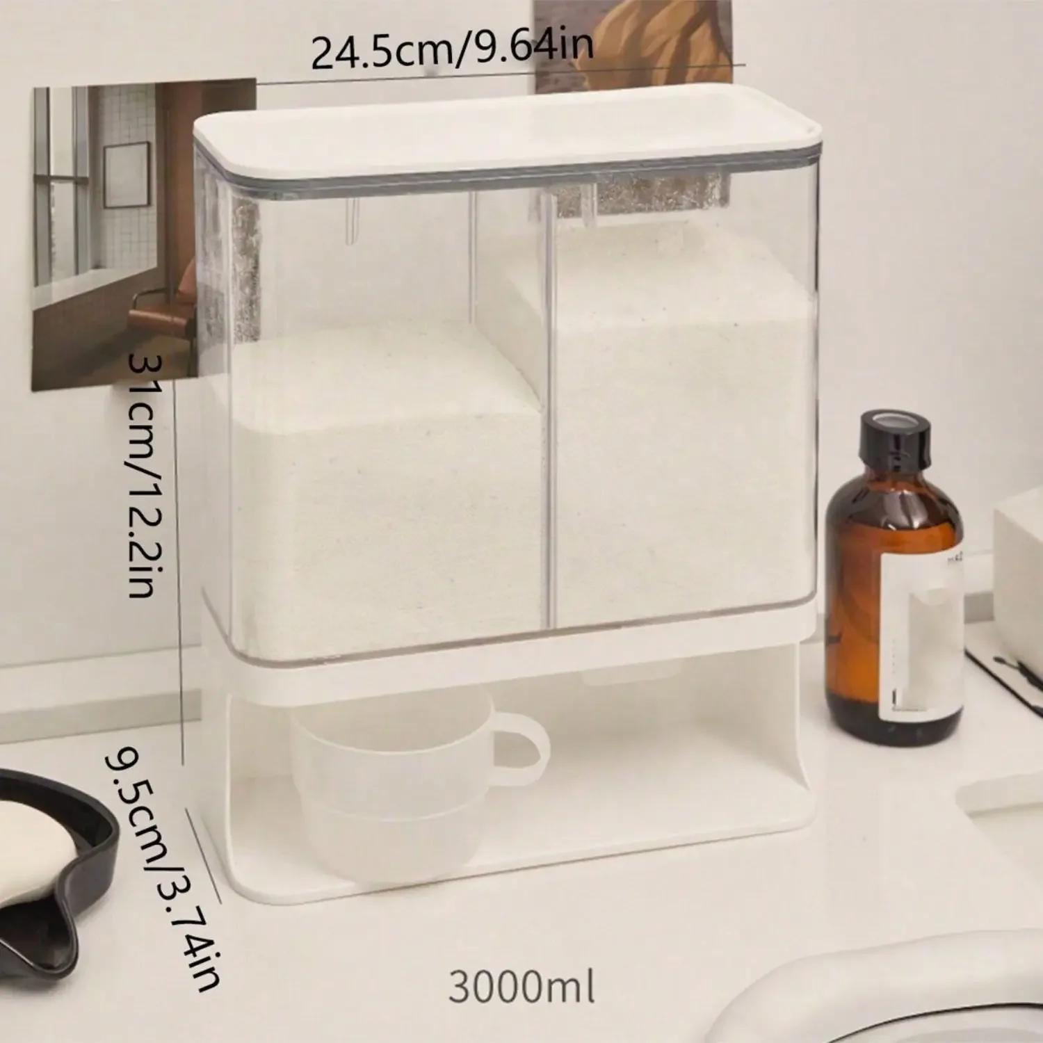 

Настенный контейнер для хранения, прозрачный пылезащитный контейнер, дозатор стирального порошка с герметичным колпачком, ящик для хранения рисовых хлопьев