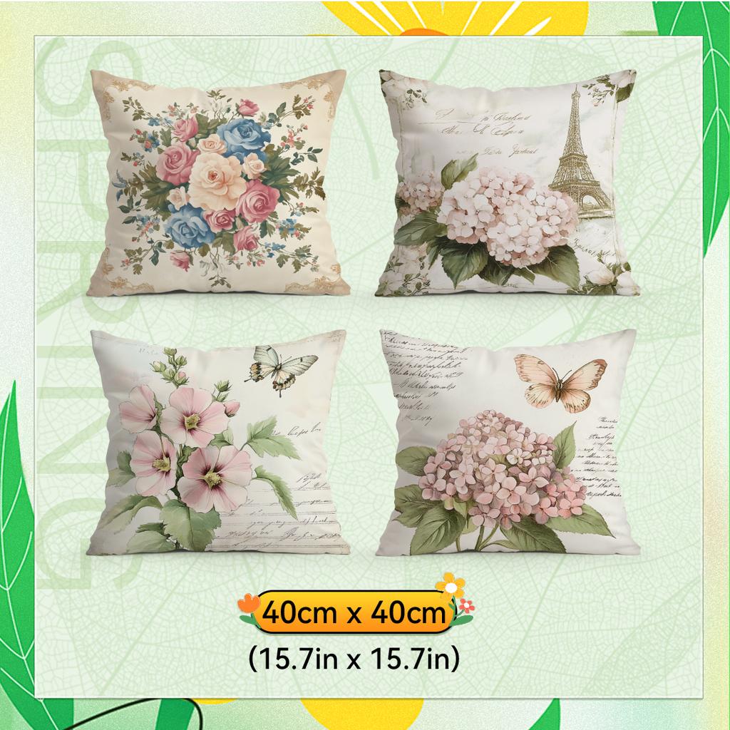 Retro Floral Design Cushions Pillowcase Polyester Cushion Cover Throw Pillow Pillowcover Home Car Sofa Decor