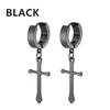 2pc Stainless Steel Men Cross Stars Punk Dangle Earrings Gothic Woman Cross Ear Hoop Earrings Huggies Pendant Piercing Jewelry