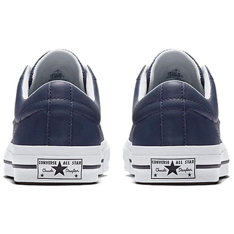 Converse One Star Perforated Leather Low Top Navy Star Non-Slip Wear-Resistant Low-Top Skate Shoes Unisex sneaker Gray-Blue 158463C