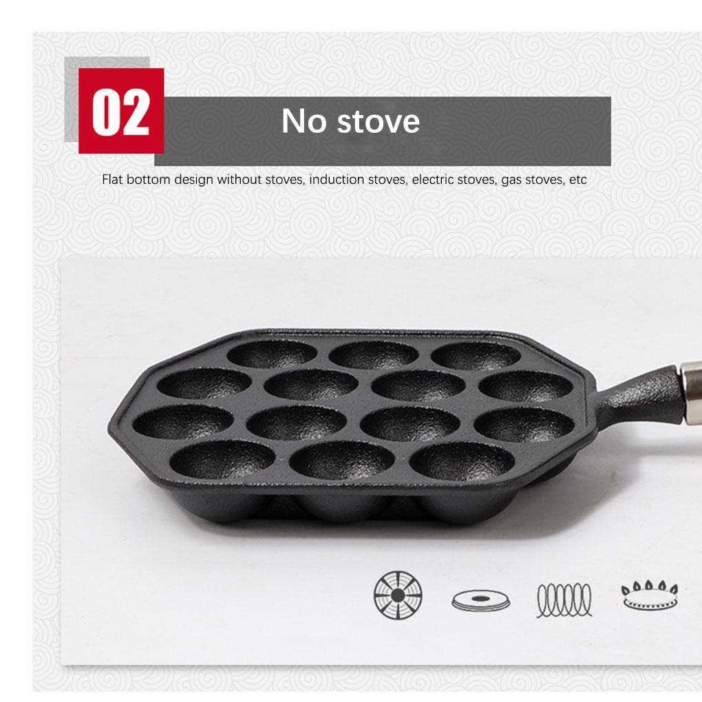 Takoyaki Frying Pan 12 Cavities Multi-functional Sturdy Iron Round Barbecue Plate Wear-Resistant Cooking Tools Home Supplies